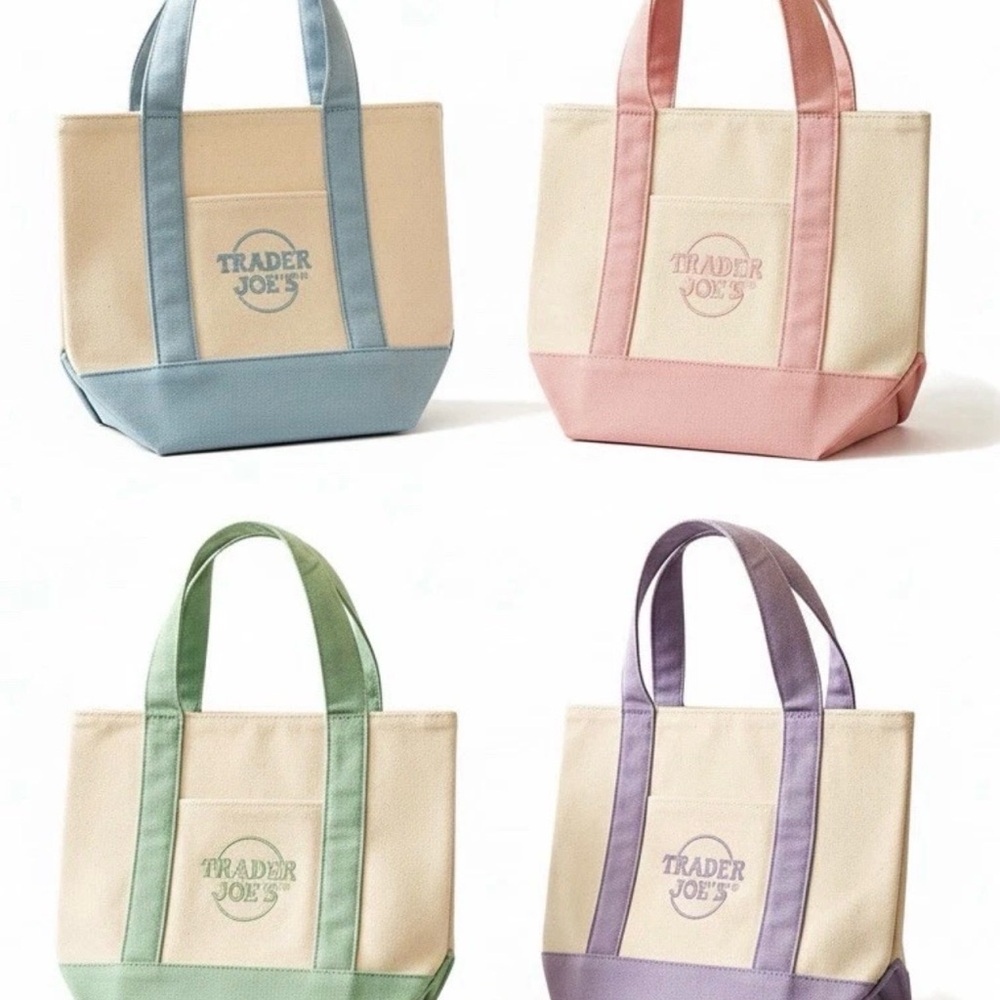 Trader Joe’s Mini Canvas Tote Bag Set - Multicolor set of 4  new bags 2026! NWT